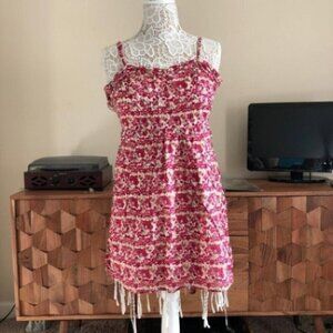 American Eagle Spaghetti Strap Floral Red Summer Dress